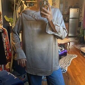 Weekday - Silver/Taupe silk blouse or dress - size s